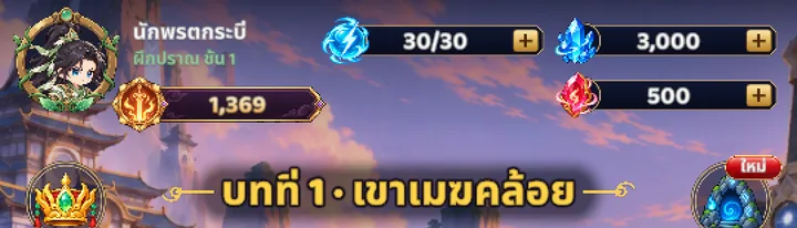 หน้าจอหลักของ Only Sword โดยมีรูปโปรไฟล์อยู่ที่มุมซ้ายบน