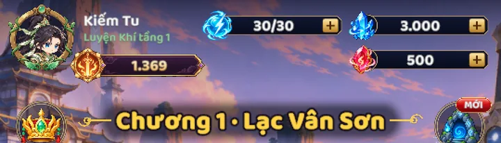 Màn hình chính của Only Sword, ảnh đại diện ở góc trên bên trái