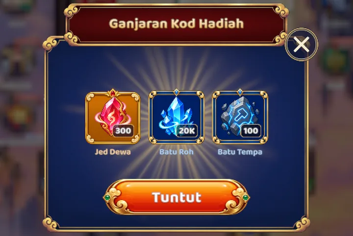 Hadiah Kod Hadiah ONLYSWORD dipaparkan dalam permainan