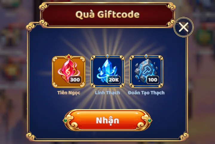 Quà của giftcode ONLYSWORD hiện trong game